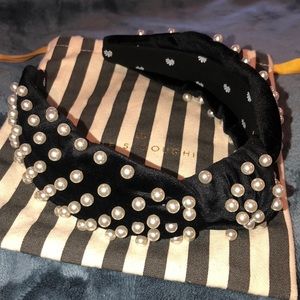 Lele Sadoughi Jet (black) Pearl Headband NWOT